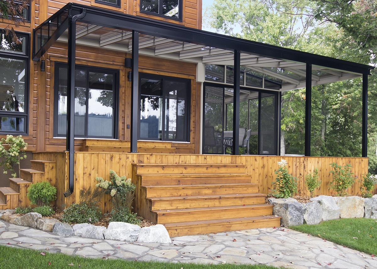 auvent en verre et aluminium