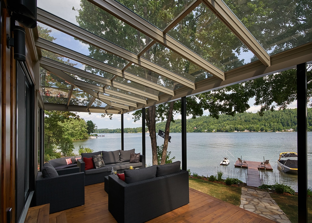 auvent en verre et aluminium