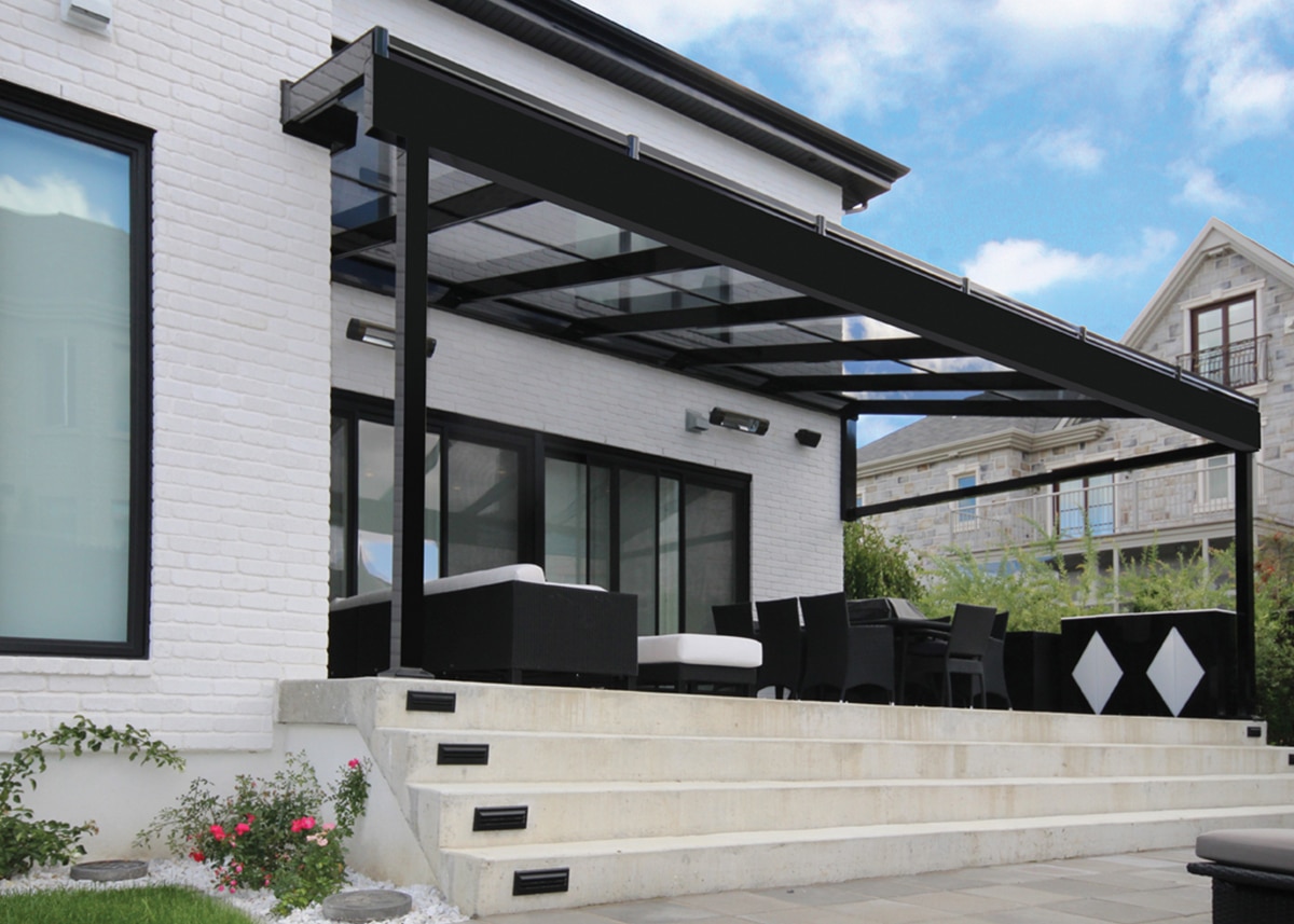 auvent en verre et aluminium