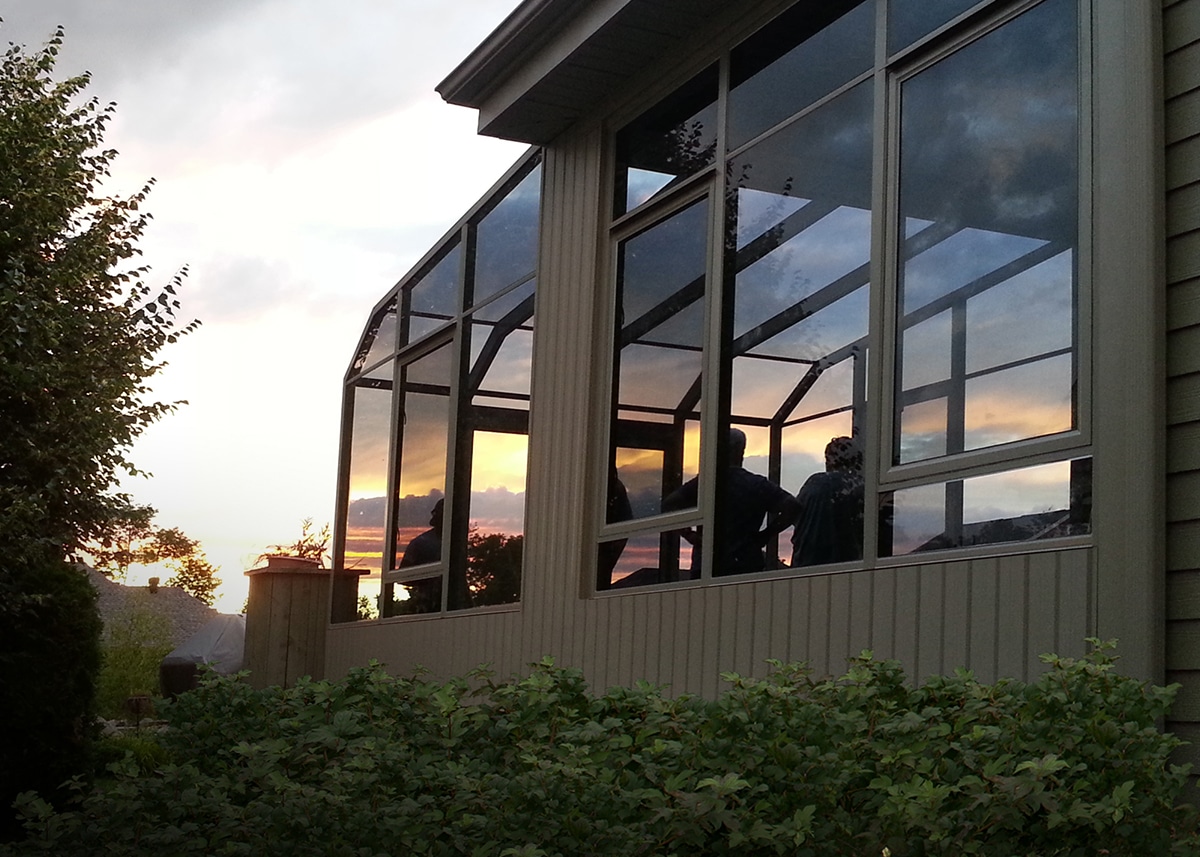 solarium avec toit en verre