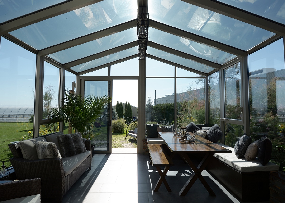 solarium avec toit en verre